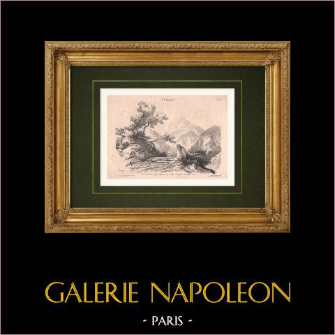 Schizzo di un paesaggio (Coignet) | Litografia originale disegnata da Coignet. 1833