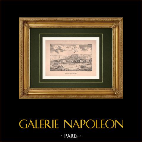 Hôtellerie de la Sainte-Baume - Pellegrinaggio - Plan-d'Aups-Sainte-Baume (Francia) | Incisione xilografica originale disegnata da Grinda. 1880