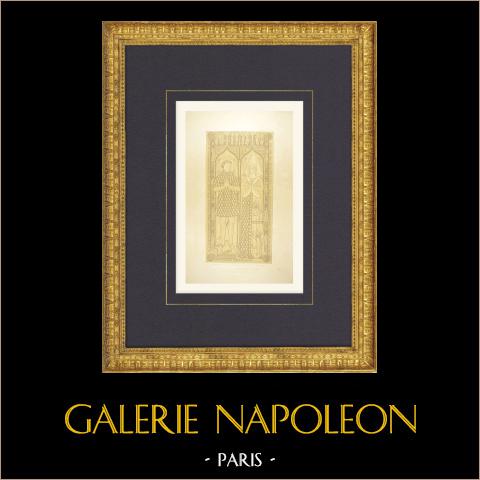 Veduta di Melun - Chiesa Notre-Dame - Lapide - Seine-et-Marne (Francia) | Litografia originale disegnata da Fichot, litografata da Regamey. 1858