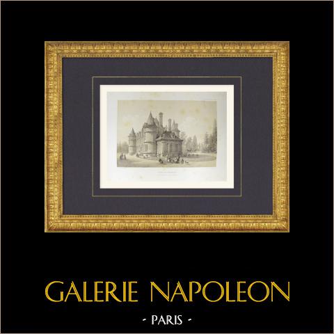 Schloss Evry-les-Châteaux - Evry-Grégy-sur-Yerre - Seine-et-Marne (Frankreich) | Original lithografie gezeichnet und lithographiert von Fichot. 1858