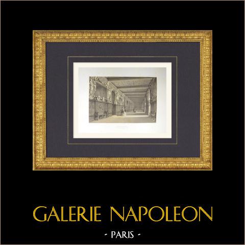 Schloss Fontainebleau - Galerie Franz I. - Seine-et-Marne (Frankreich)  | Original lithografie gezeichnet und lithographiert von Fichot. 1858