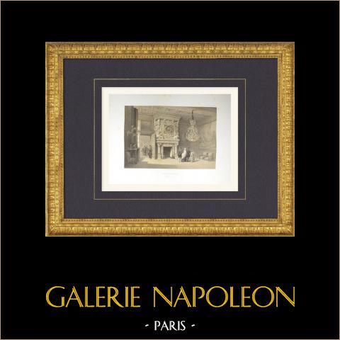 Schloss Fontainebleau - Salon Franz I. - Seine-et-Marne (Frankreich)  | Original lithografie gezeichnet und lithographiert von Fichot. 1858