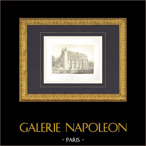 Ansicht von Château-Landon - Abtei St-Séverin - Seine-et-Marne (Frankreich) | Original lithografie gezeichnet und lithographiert von Fichot. 1858