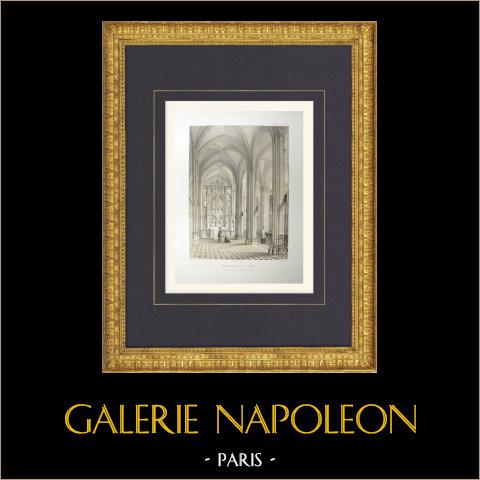 Ansicht von Montereau-Fault-Yonne - Kirche - Seine-et-Marne (Frankreich)  | Original lithografie gezeichnet und lithographiert von Fichot. 1858