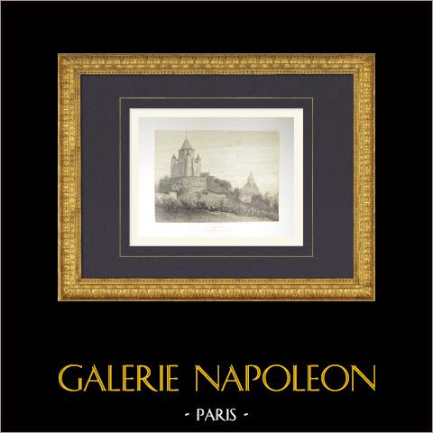 Befestigungen von Provins – Bergfried – Seine-et-Marne (Frankreich) | Original lithografie gezeichnet von Fichot, lithographiert von Ciceri. 1858