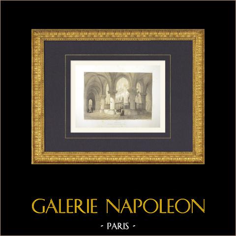 St-Quiriace-Kirche in Provins – Seine-et-Marne (Frankreich)  | Original lithografie gezeichnet von Fichot, lithographiert von Benoist . 1858