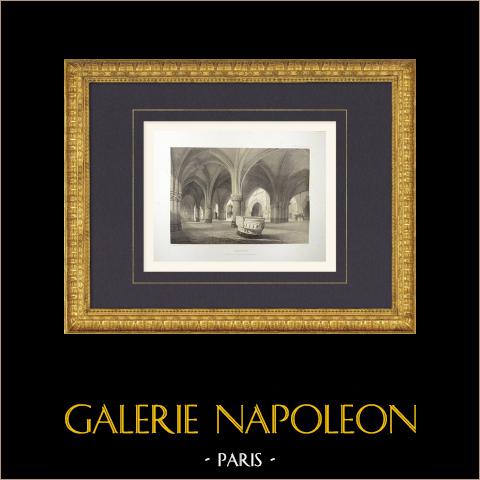 Sainte-Croix-Kirche von Provins - Seine-et-Marne (Frankreich) | Original lithografie gezeichnet und lithographiert von Fichot. 1858