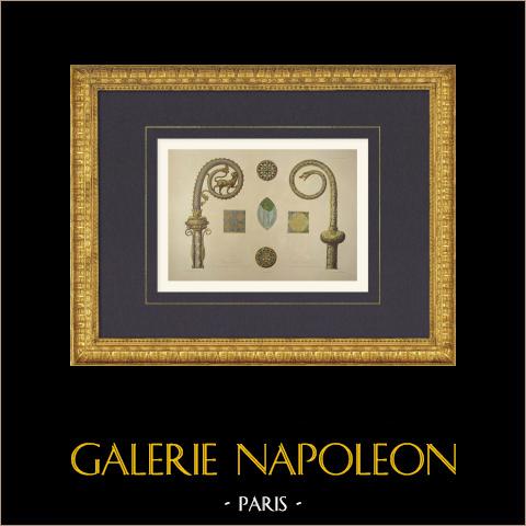 Kreuze von Jean Brice in Provins - von Jean Chanlay in Pruilly – Seine-et-Marne (Frankreich) | Original lithografie gezeichnet von Fichot, lithographiert von Regamey nach Fichot. 1858