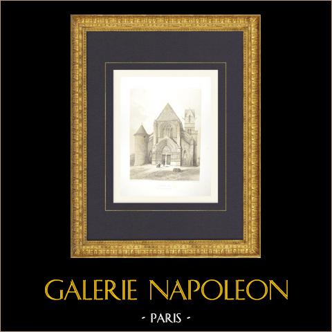 Kirche Saint-Éliphe in Rampillon - Seine-et-Marne (Frankreich) | Original lithografie gezeichnet von Fichot, lithographiert von Finden. 1858