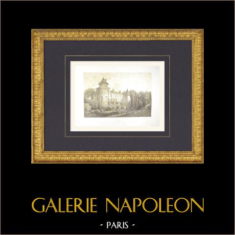 Burg Nangis - Seine-et-Marne (Frankreich) | Original lithografie gezeichnet von Fichot, lithographiert von Clerget. 1858