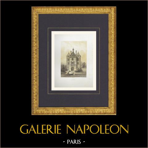 Schloss Flamboin - Seine-et-Marne (Frankreich) | Original lithografie gezeichnet von Fichot, lithographiert von Clerget. 1858