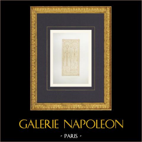  Veduta di Vimpelles - Lastre funerarie del 16 secolo - Senna e Marna (Francia) | Litografia originale disegnata da Fichot, litografata da Regamey. 1858