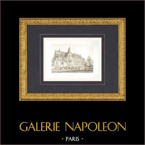 Schloss Nantouillet - Kapelle - Seine-et-Marne (Frankreich) | Original lithografie gezeichnet und lithographiert von Fichot. 1858