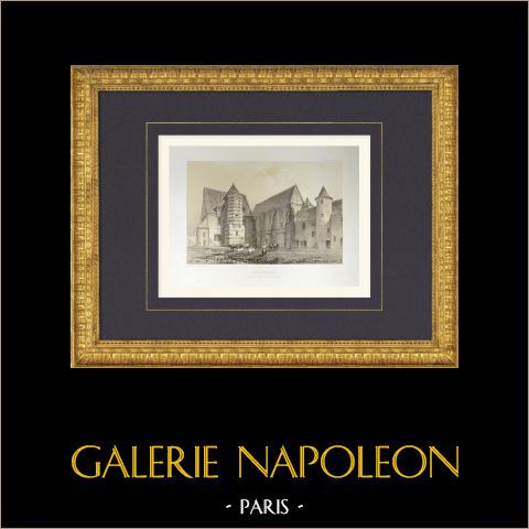 Coulommiers commandery - Ferme de l'Hôpital - Seine-et-Marne (Frankreich) | Original lithografie gezeichnet und lithographiert von Fichot. 1858