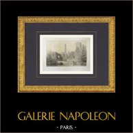 Castello Vivier e Cappella a Fontenay-Trésigny - Seine-et-Marne (Francia) | Litografia originale disegnata da Fichot, litografata da Ciceri. 1858