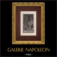 Der kleine Däumling | Original ätzradierung auf geripptes papier gestochen von Delvaux nach Marillier. 1785