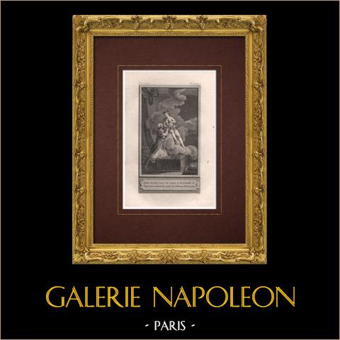 Racconti di geni - Abudah | Incisione originale all'acquaforte su carta vergata disegnata da Marillier, incisa da Berthet. 1785