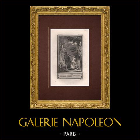 Racconti di geni - Misnar | Incisione originale all'acquaforte su carta vergata disegnata da Marillier, incisa da Patas. 1785