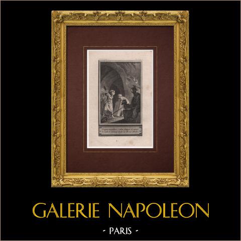 Racconti di geni - Misnar & Camul | Incisione originale all'acquaforte su carta vergata. Marillier direxit. 1785