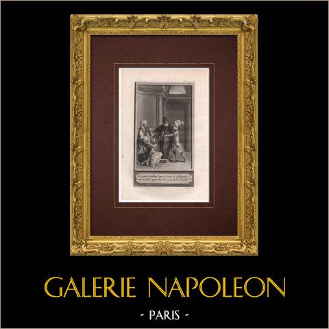 Racconti di geni - Mirglip | Incisione originale all'acquaforte su carta vergata incisa da Borgnet. Marillier direxit. 1785