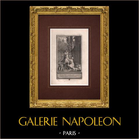 Merveilleux et Charmant | Incisione originale all'acquaforte su carta vergata disegnata da Marillier, incisa da Patas. 1785