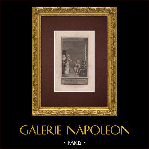 Il califfo ladro | Incisione originale all'acquaforte su carta vergata disegnata da Marillier, incisa da De Saunay. 1785