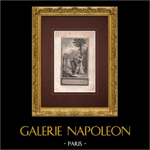 La storia di Kailar | Incisione originale all'acquaforte su carta vergata disegnata da Marillier, incisa da Patas. 1785
