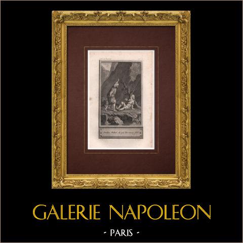 La storia di Maugraby | Incisione originale all'acquaforte su carta vergata disegnata da Marillier, incisa da De Launay. 1785