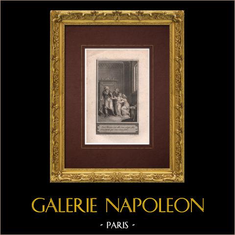 La storia di Badvildinn | Incisione originale all'acquaforte su carta vergata disegnata da Marillier, incisa da De Launay. 1785