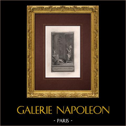 Racconti Moghul - Le Sultane di Guzarate - Karabag | Incisione originale all'acquaforte su carta vergata disegnata da Marillier, incisa da Patas. 1785