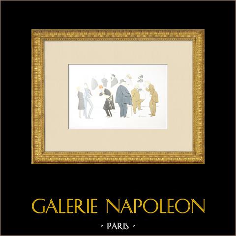 Bisanzio 1905-06 - Principe di Svezia, Ministro delle cerimonie, Diplomatici (Hassan)  | Litografia originale su carta filigranata « van Gelder Zonen » disegnata da Hassan de Guiroye. 1906