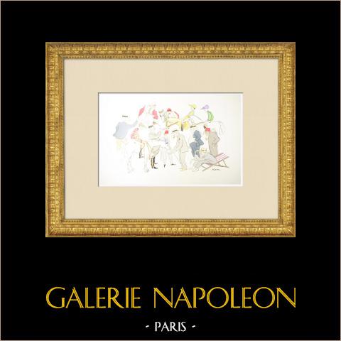 Byzanz 1905-06 - Büyükdere nach dem Bosporusbecher 1905 (Hassan)   | Original lithografie auf wasserzeichenpapier « van Gelder Zonen » gezeichnet von Hassan de Guiroye. 1906