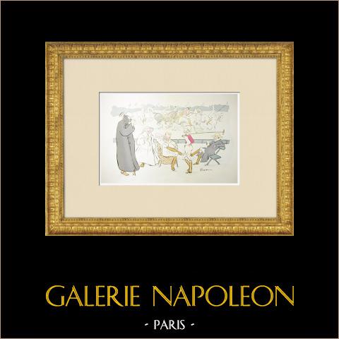 Byzanz 1905-06 - Polo-Spiel (Hassan) | Original lithografie auf wasserzeichenpapier « van Gelder Zonen » gezeichnet von Hassan de Guiroye. 1906