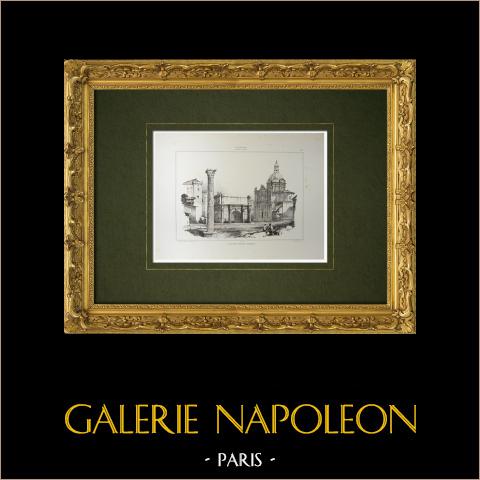 Antikes römisches Forum (Italien) | Original lithografie gezeichnet von Villeneuve, lithographiert von Turgis. 1835