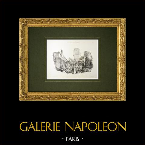 Ansicht einer Burgruine - Skizze (Villeneuve) | Original lithografie gezeichnet von Villeneuve, lithographiert von Turgis. 1835