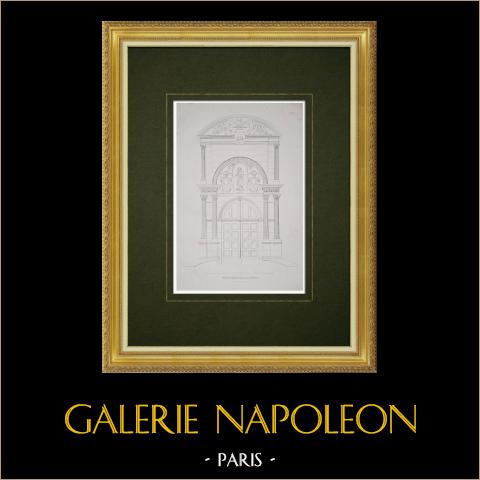 Cattedrale di Auch - Portale Ovest - Gers (Francia) | Litografia originale. Anonima. 1857