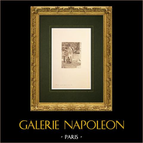 Sottoprefettura di Chalon-sur-Saône - Porta Vecchia - Saône-et-Loire - Francia | Incisione originale all'acquaforte su carta vergata disegnata da Louis Coin. 1895