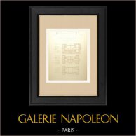 Scuola di Vevey - Canon de Vaud - Svizzera - Lago di Ginevra - Piante (Recordon, architetto) | Stampa originale disegnata da Recordon. Retro stampato. 1890