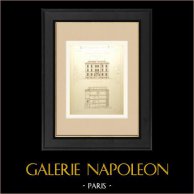 Scuola di Vevey - Canon de Vaud - Svizzera - Lago di Ginevra - Facciata (Recordon, architetto) | Stampa originale disegnata da Recordon. Retro stampato. 1890