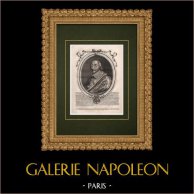 Ritratto di Armand Jean Du Plessis - Cardinale Richelieu (1585-1642) | Incisione originale a bulino su rame su carta vergata incisa da Nicolas de Larmessin. 1689