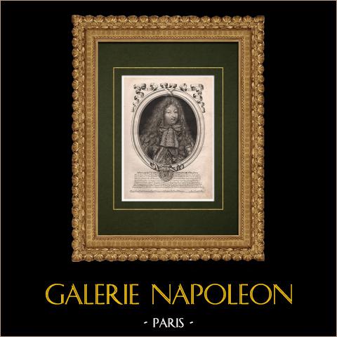 Porträt von Louis, Grand Dauphin von Frankreich (1661-1711) | Original kupferstich auf geripptes papier gestochen von Nicolas de Larmessin. 1689