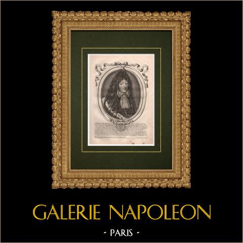 Porträt von Philippe von Frankreich, Herzog von Orléans (1640-1701) | Original kupferstich auf geripptes papier gestochen von Nicolas de Larmessin. 1689