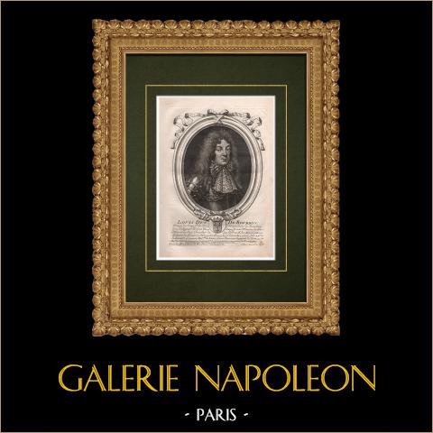 Porträt von Ludwig III. de Bourbon-Condé (1668-1710)  | Original kupferstich auf geripptes papier gestochen von Nicolas de Larmessin. 1689