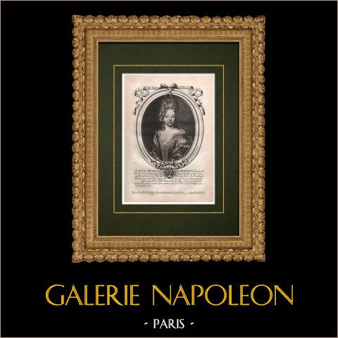 Porträt von Louise-Françoise de Bourbon - Mademoiselle de Nantes (1673-1743) | Original kupferstich auf geripptes papier gestochen von Nicolas de Larmessin. 1689