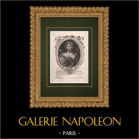 Porträt von Diane Françoise de Rochechouart (1610-1666) | Original kupferstich auf geripptes papier gestochen von Nicolas de Larmessin. 1689