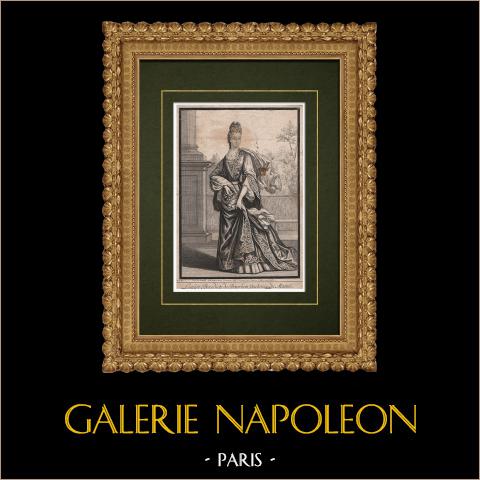 Porträt von Louise-Bénédicte de Bourbon, Herzogin von Maine (1676-1753)   | Original kupferstich auf geripptes papier gezeichnet von R.B.. 1753