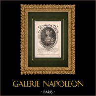 Ritratto di Maria Luisa d'Orléans, Regina consorte di Spagna (1662-1689) | Incisione originale a bulino su rame su carta vergata incisa da Nicolas de Larmessin. 1686