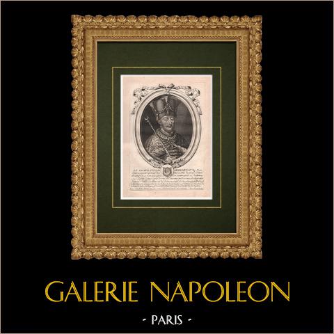 Ritratto del Sultano Mehmed II, Imperatore dei Turchi (1432-1481) | Incisione originale a bulino su rame su carta vergata incisa da Nicolas de Larmessin. 1689