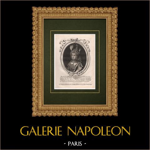 Porträt von Emetullah Rabia Gülnus, Große Sultanin (1642-1715)   | Original kupferstich auf geripptes papier gestochen von Nicolas de Larmessin. 1689