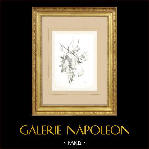 Attributi della Chiesa - Cristiana | Litografia originale disegnata da Jullien, litografata da Becquet frères. 1859